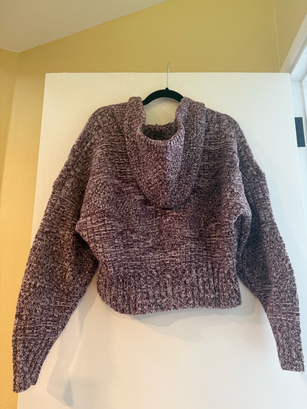 Women's NWOT Designer Purple/Burgundy Hooded Wool Pullover Sweater - Picture 3 of 11